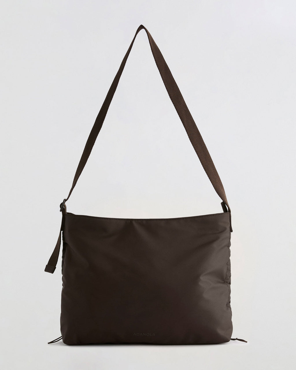 Gathered Nylon Shoulder Bag - Coffee Bean