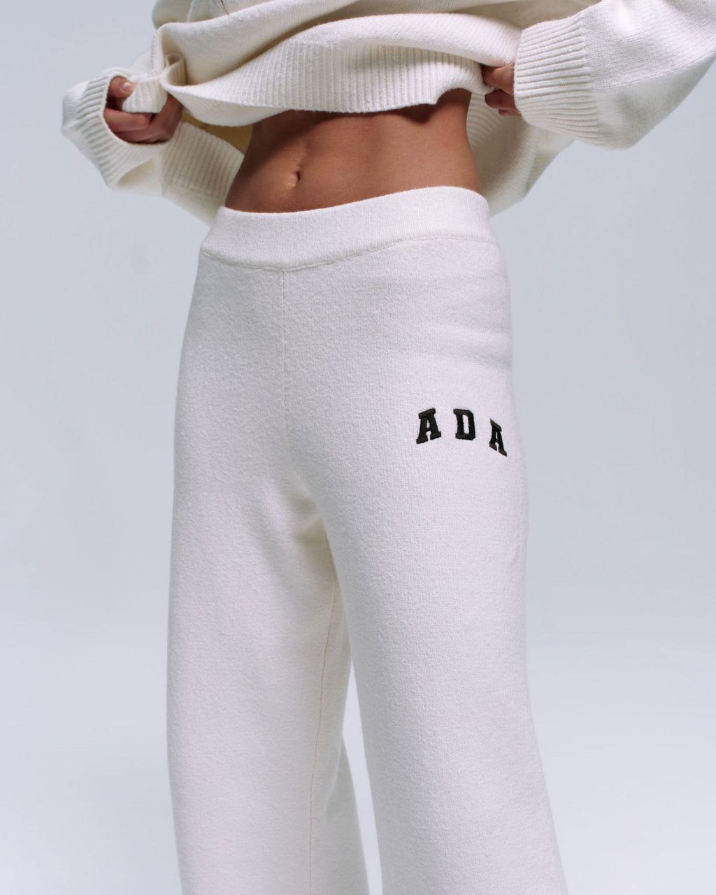 ADA Knit Straight Leg Sweatpants - Cream/Coffee Bean