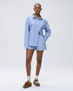 Cotton Stripe Boxer Shorts - Blue/White