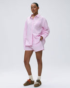 Cotton Stripe Boxer Shorts - Pink/White