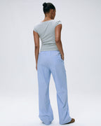 Rib Short Sleeve Scoop Neck Top - Light Grey Melange