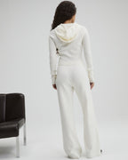 Panel Rib Knit Straight Leg Sweatpants - Marshmallow White
