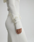 Panel Rib Knit Straight Leg Sweatpants - Marshmallow White