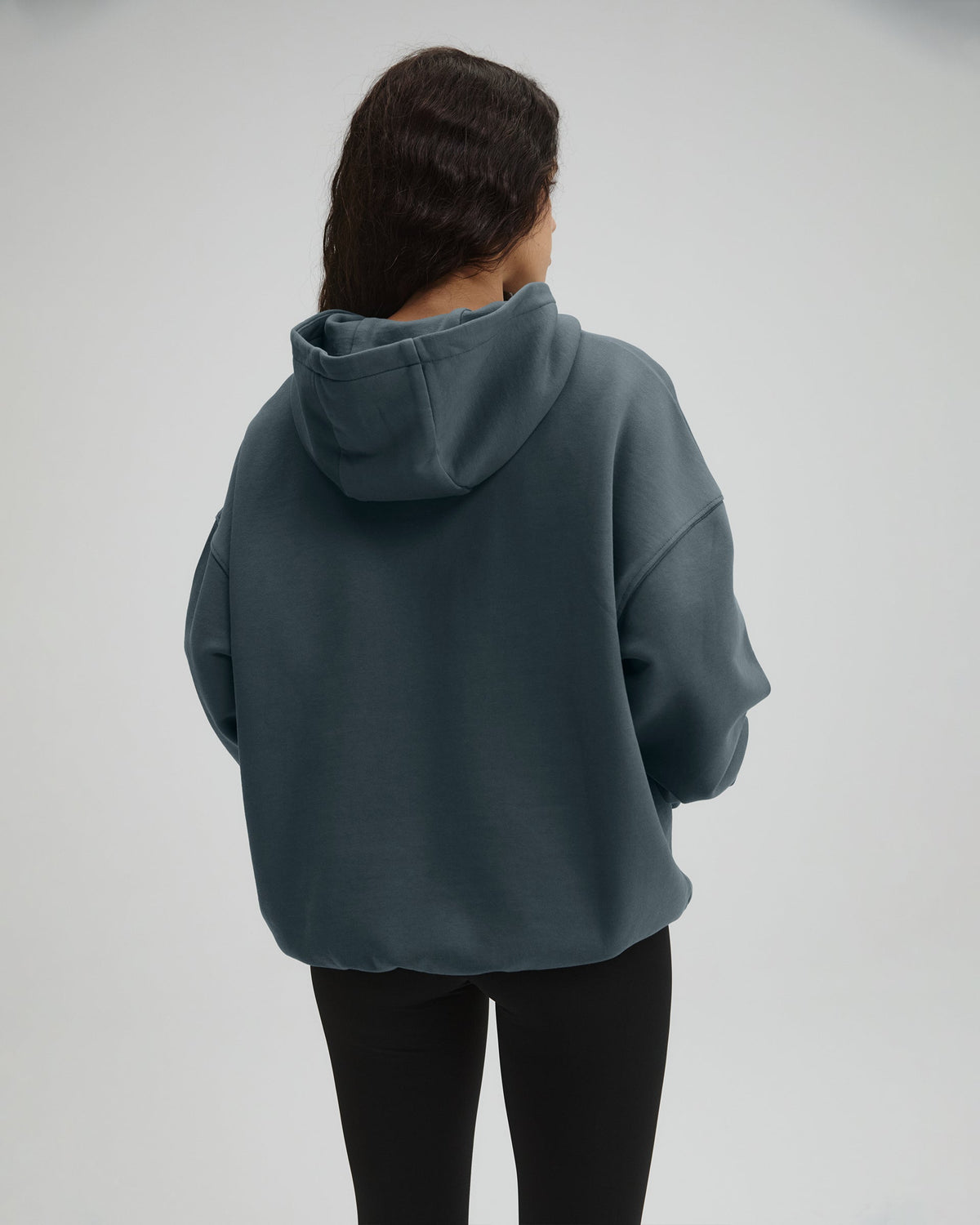 Distressed Varsity Washed Oversized Hoodie - Storm Blue