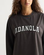 Varsity Long Sleeve Drop Shoulder T-shirt - Coffee Bean/White