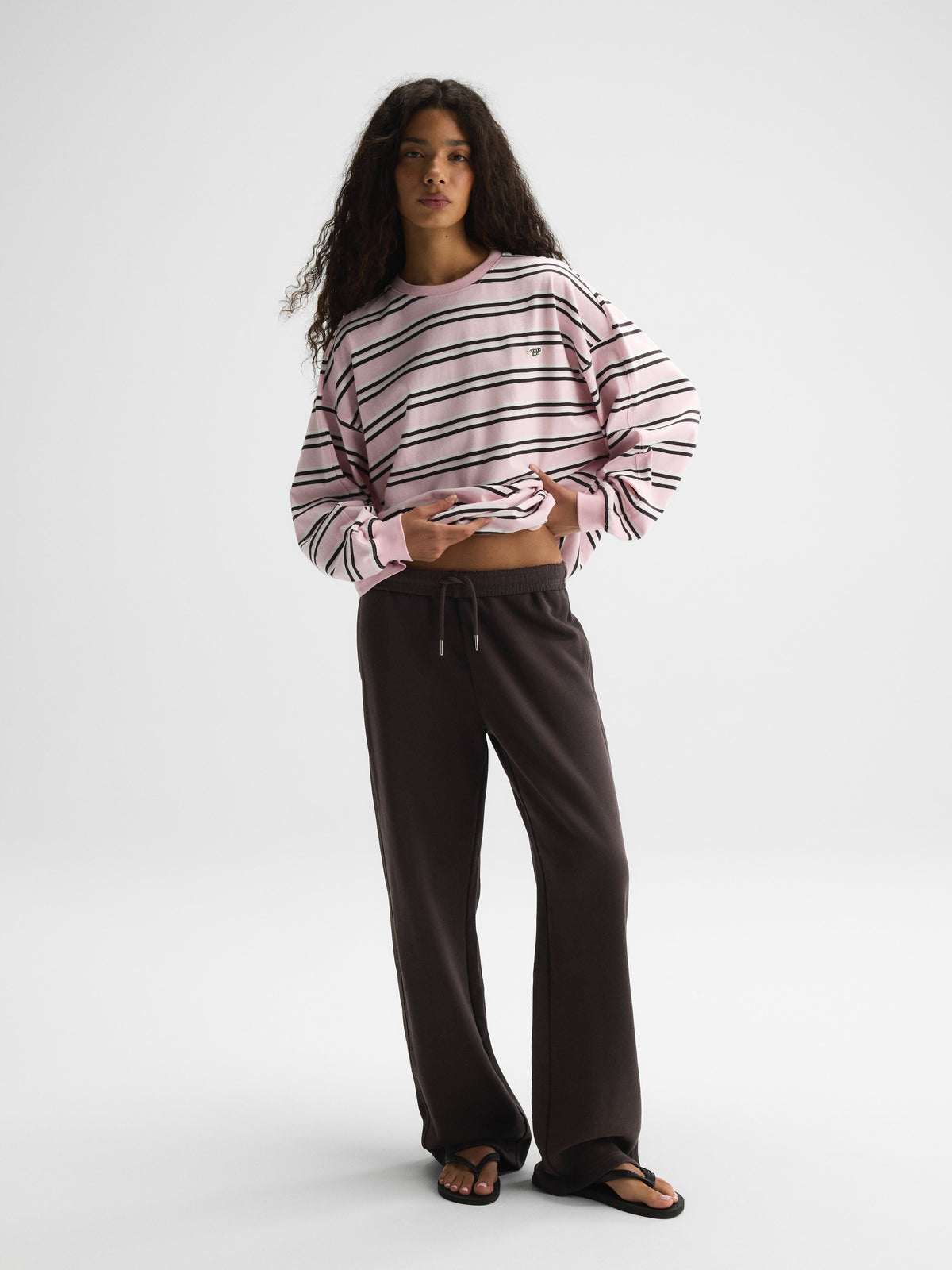 Branded Straight Leg Sweatpants - Coffee Bean