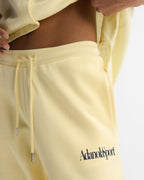 Retro AS Rib Waistband Straight Leg Sweatpants - Buttercream/Navy Blue