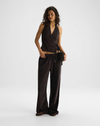 Fine Gauge Knit Halter Neck Top - Coffee Bean