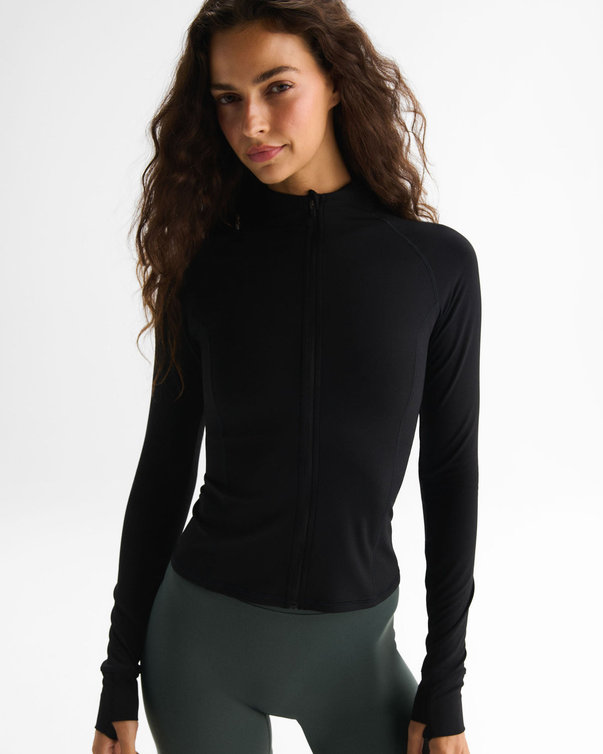Ultimate Long Sleeve Zip Up Top - Black