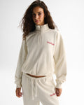Retro AS Oversized Funnel Neck Zip Sweatshirt - Marshmallow White/Classic Red