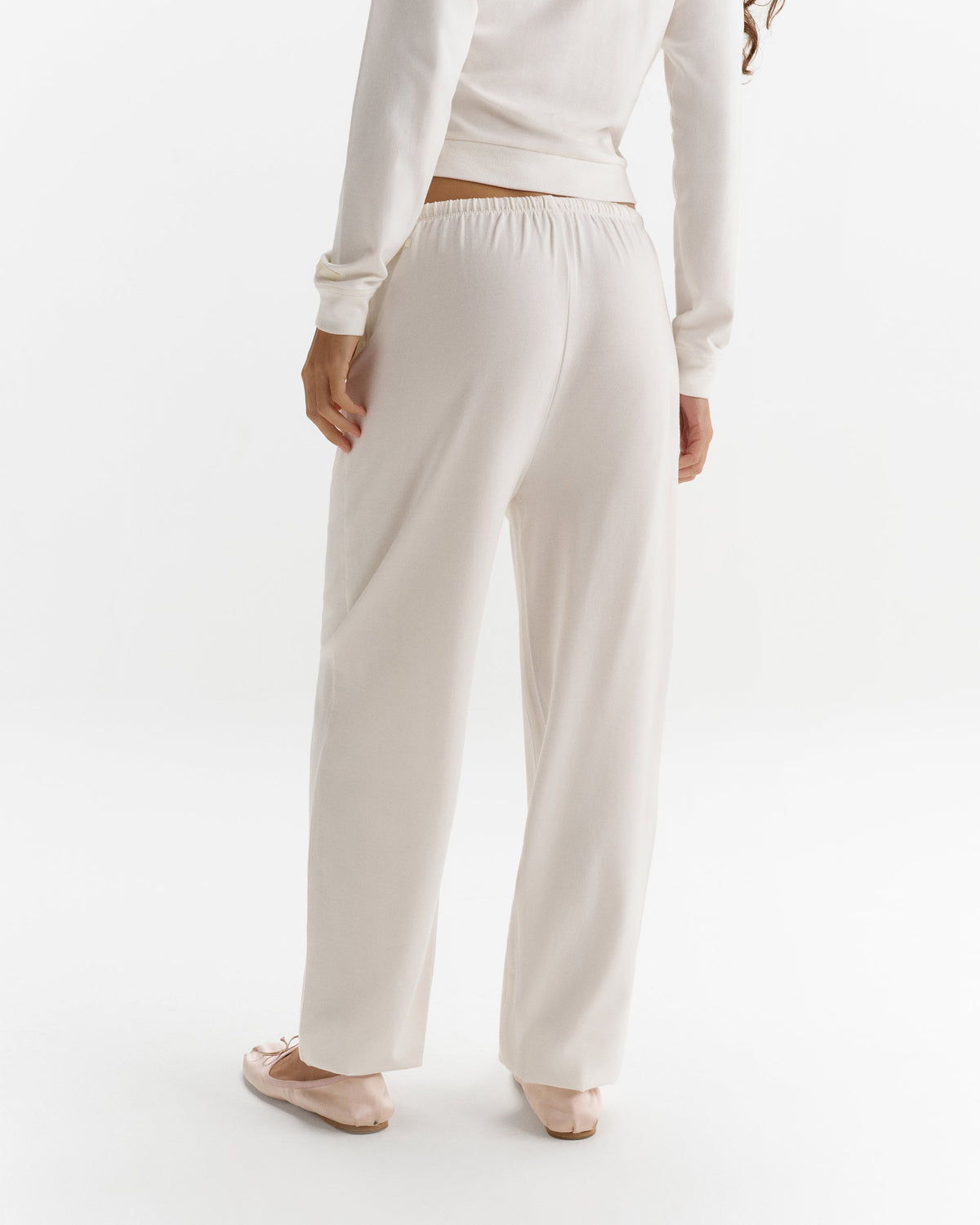 Modal Soft Lounge Cuffed Trousers - Marshmallow White