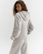 Adanola Knit Hooded Bomber Jacket - Light Grey Melange