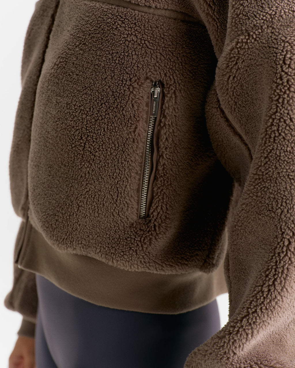 Cropped Hooded Fleece - Mink Brown