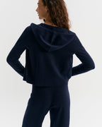 Adanola Knit Zip Up Hoodie - Navy Blue