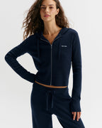 Adanola Knit Zip Up Hoodie - Navy Blue