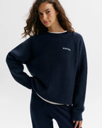 Chest Adanola Oversized Knit Sweatshirt - Navy Blue