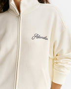 Classic Adanola Script Relaxed Zip Through Funnel Neck Sweatshirt - Marshmallow White/Storm Blue
