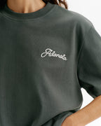 Adanola Script Embroidered Short Sleeve Oversized T-shirt - Sea Green/Marshmallow White