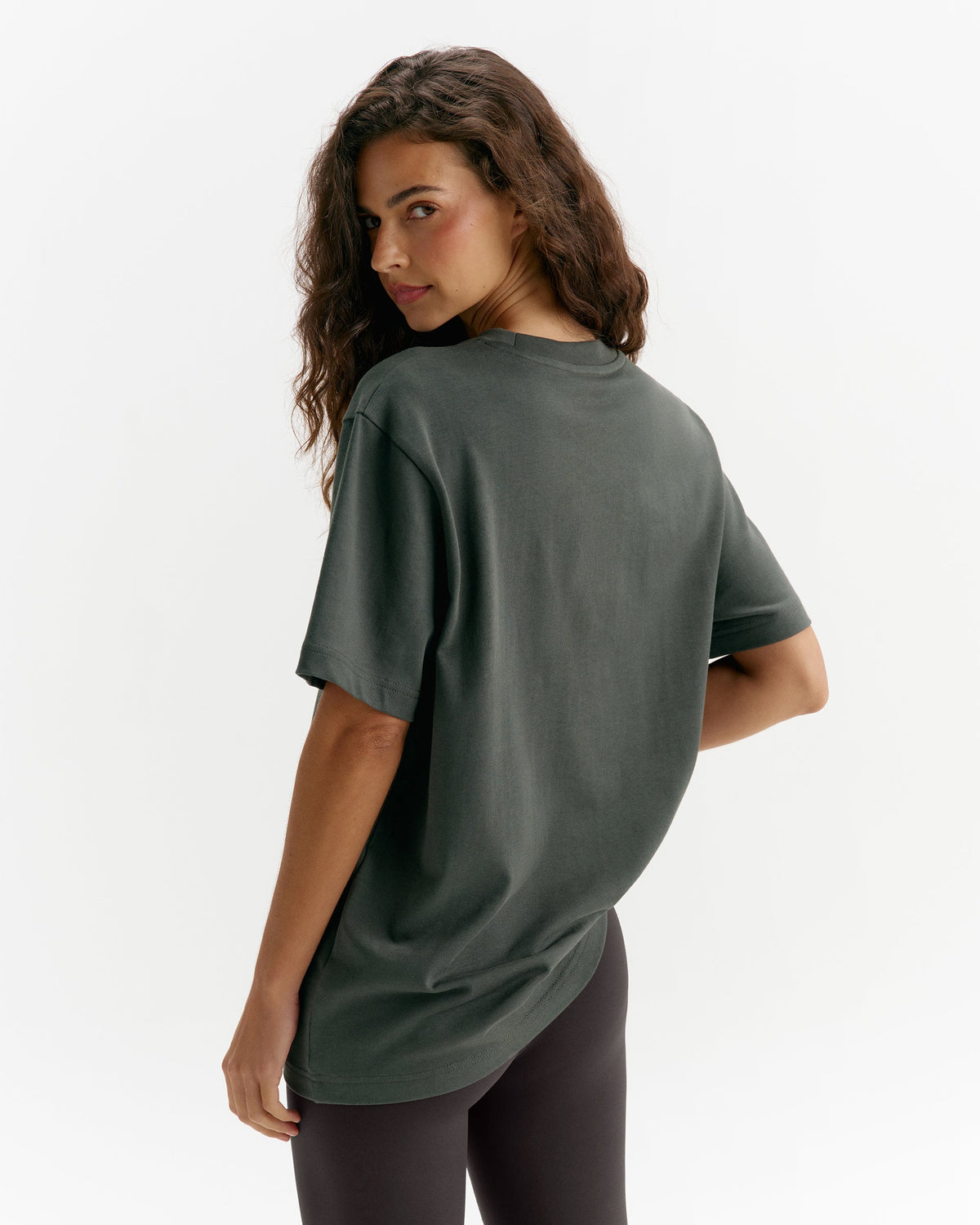 Adanola Script Embroidered Short Sleeve Oversized T-shirt - Sea Green/Marshmallow White