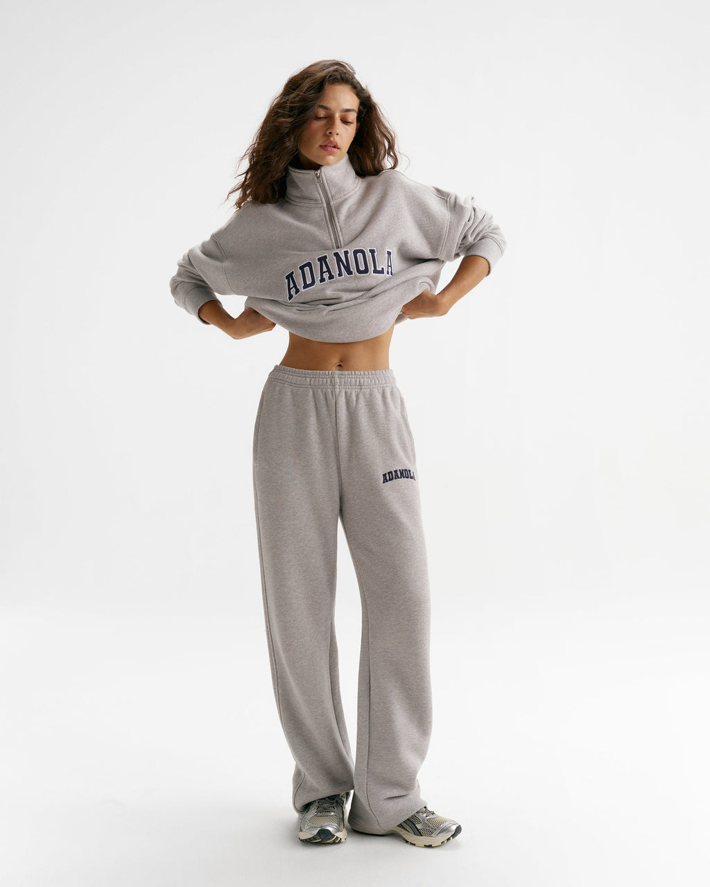 Classic Varsity Straight Leg Sweatpants - Heather Grey/Navy Blue