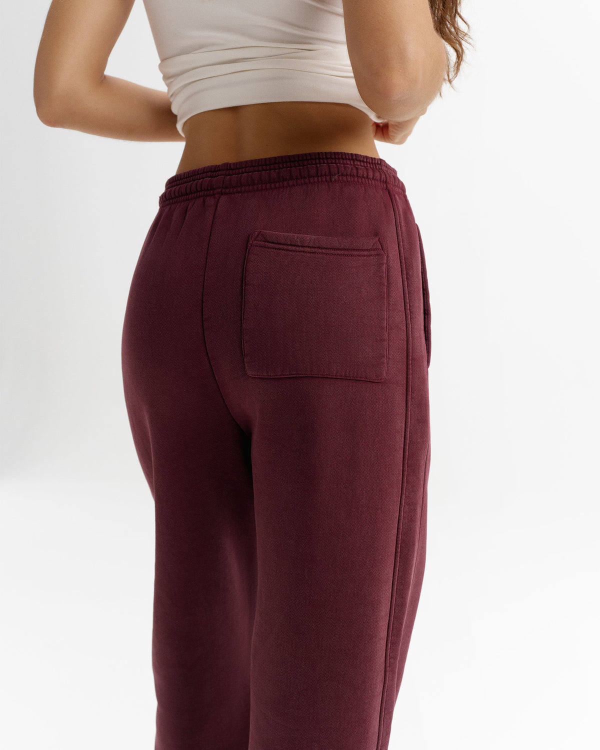 Vintage Washed Adanola Straight Leg Sweatpants - Damson Red/Marshmallow White