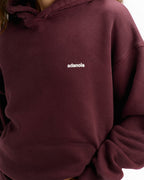 Vintage Washed Adanola Relaxed Hoodie - Damson Red/Marshmallow White