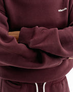 Vintage Washed Adanola Relaxed Hoodie - Damson Red/Marshmallow White