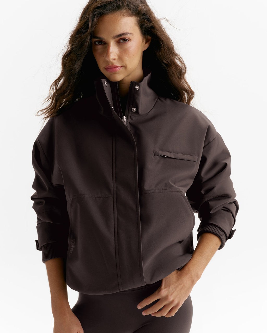 Funnel Neck Technical Jacket - Coffee Bean
