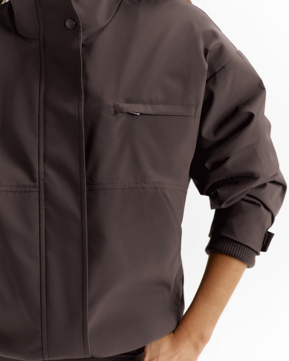 Funnel Neck Technical Jacket - Coffee Bean