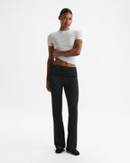 Rib Fold Over Pants - Black