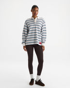 Varsity Oversized Stripe Rugby Sweatshirt - Airy Blue/Marshmallow White