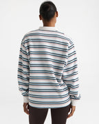 Varsity Oversized Stripe Rugby Sweatshirt - Airy Blue/Marshmallow White