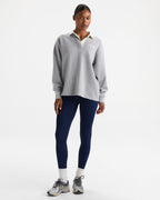 Varsity Oversized Rugby Top - Light Grey Melange/Marshmallow White