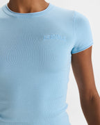 Varsity Knit Crew Neck T-shirt - Light Breeze Blue