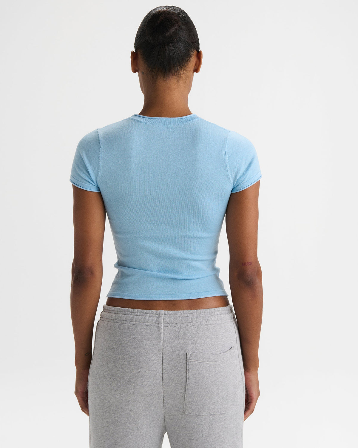 Varsity Knit Crew Neck T-shirt - Light Breeze Blue