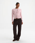 Varsity Knit Zip Through Cardigan - Pink