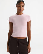 Varsity Knit Crew Neck T-shirt - Pink