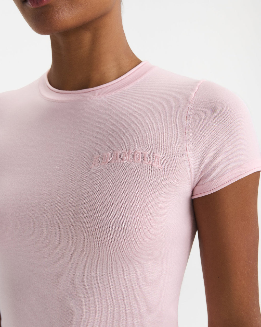 Varsity Knit Crew Neck T-shirt - Pink
