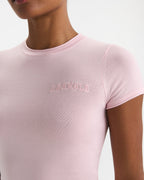 Varsity Knit Crew Neck T-shirt - Pink