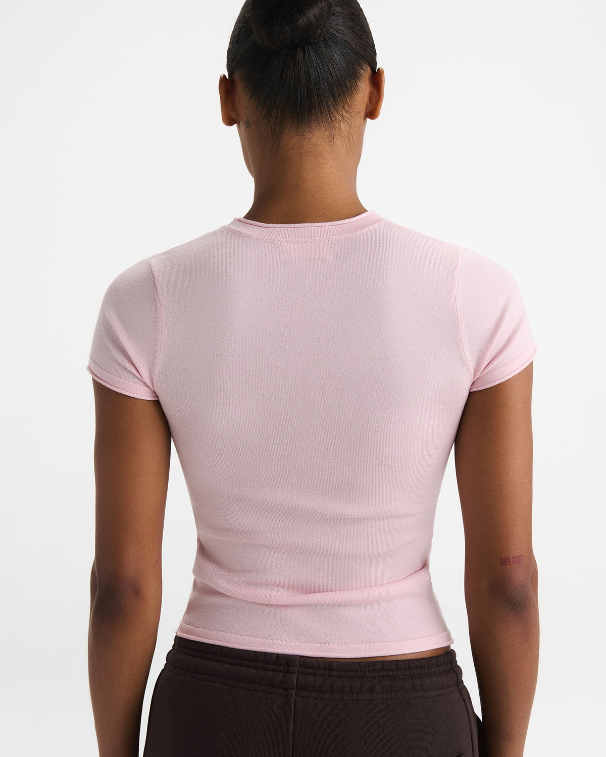 Varsity Knit Crew Neck T-shirt - Pink