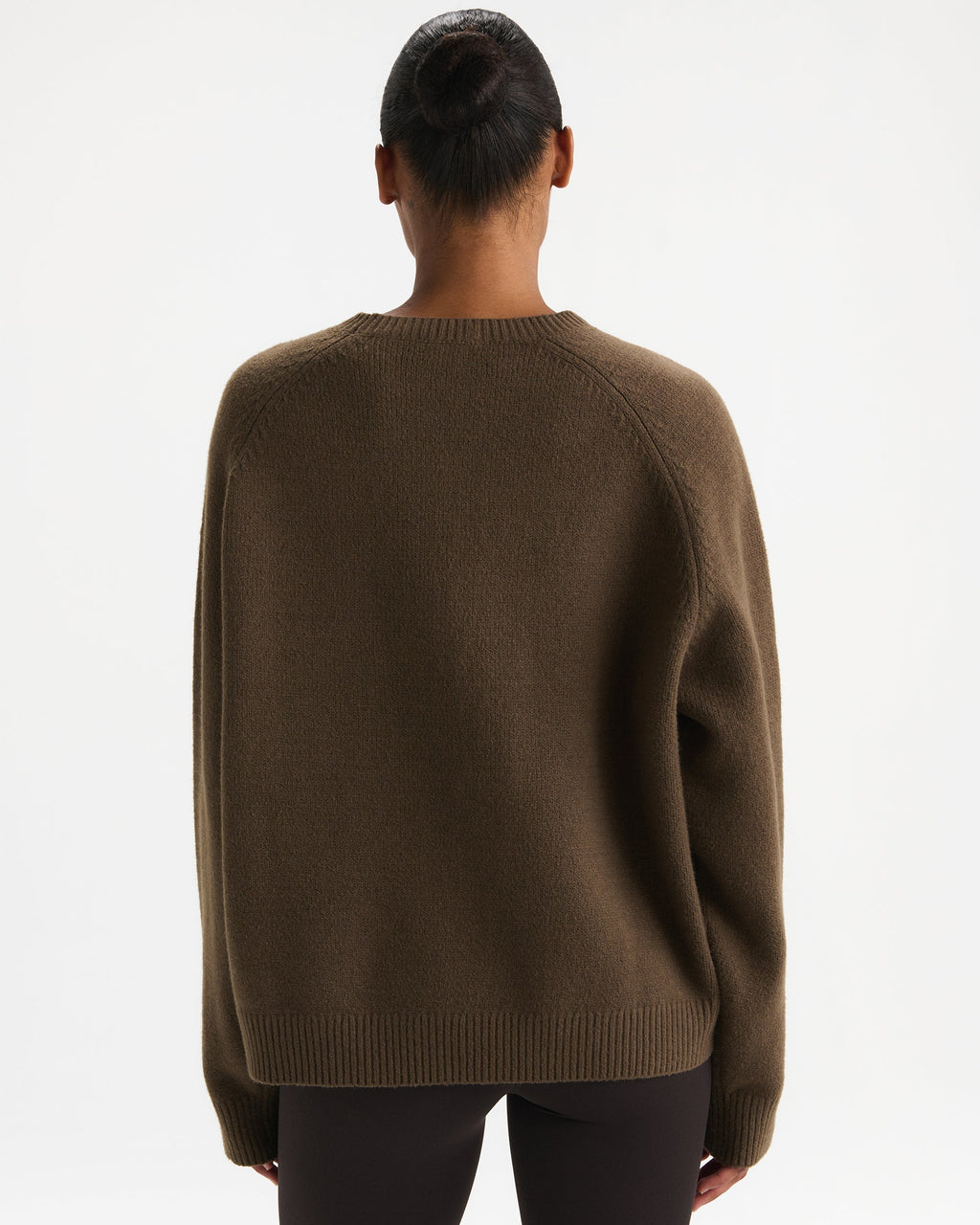Varsity Boucle Oversized Knit Sweatshirt - Dark Cocoa Brown/Marshmallow White