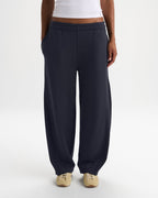 Ribbed Panel Barrel Leg Sweatpants - Midnight Blue