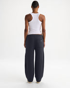 Ribbed Panel Barrel Leg Sweatpants - Midnight Blue