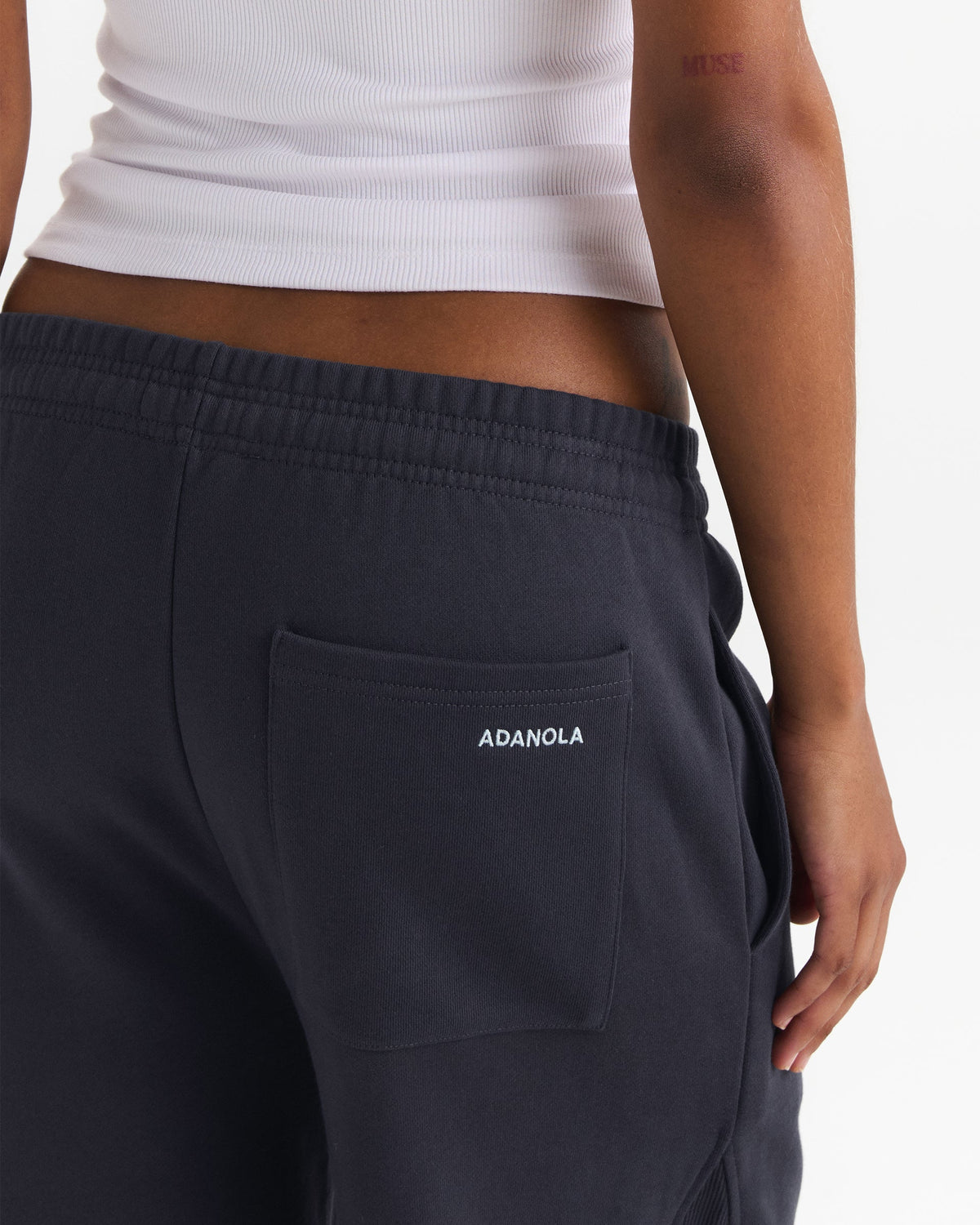 Ribbed Panel Barrel Leg Sweatpants - Midnight Blue