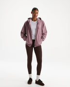 Varsity Oversized Full Zip Hoodie - Dusk Purple
