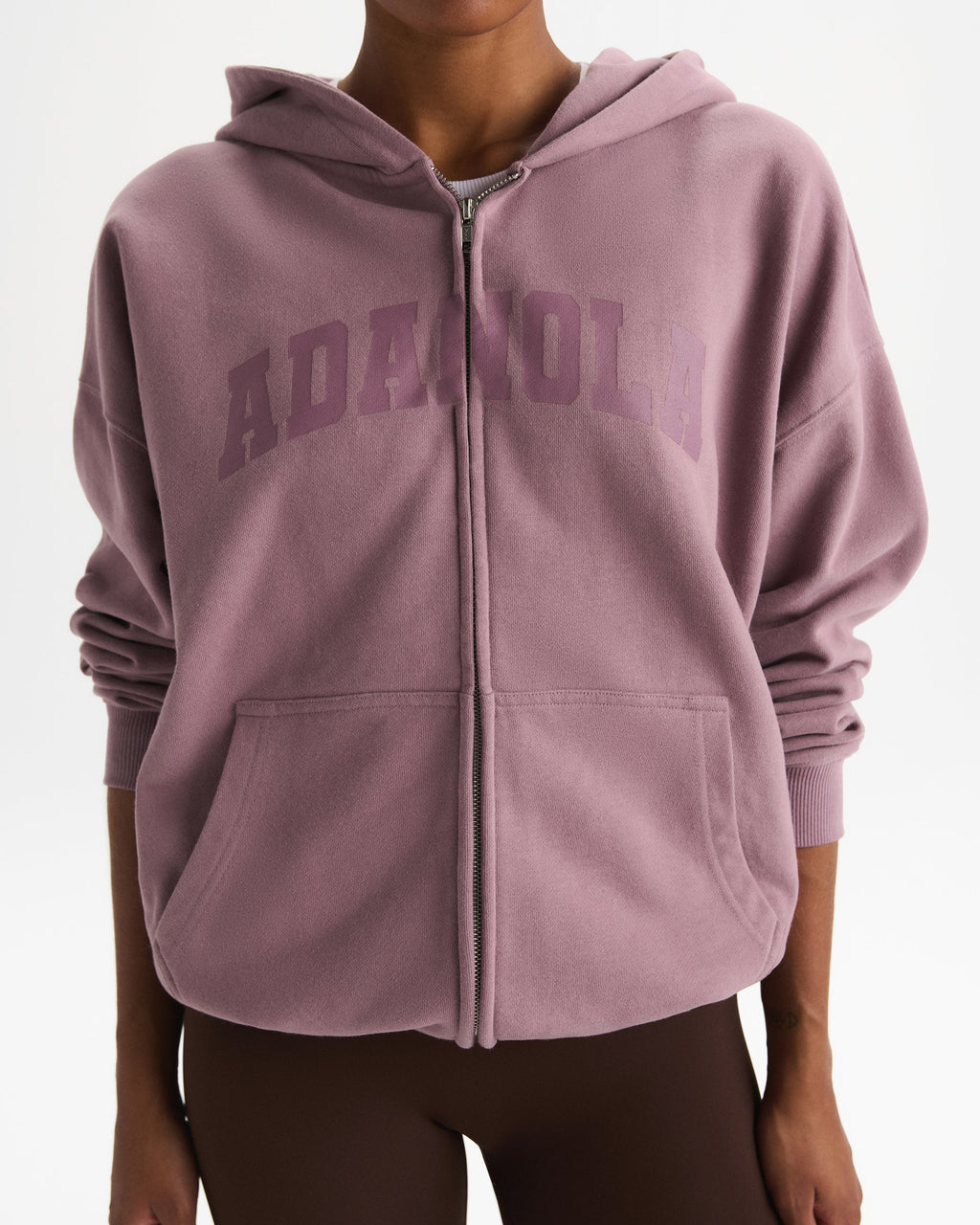 Varsity Oversized Full Zip Hoodie - Dusk Purple