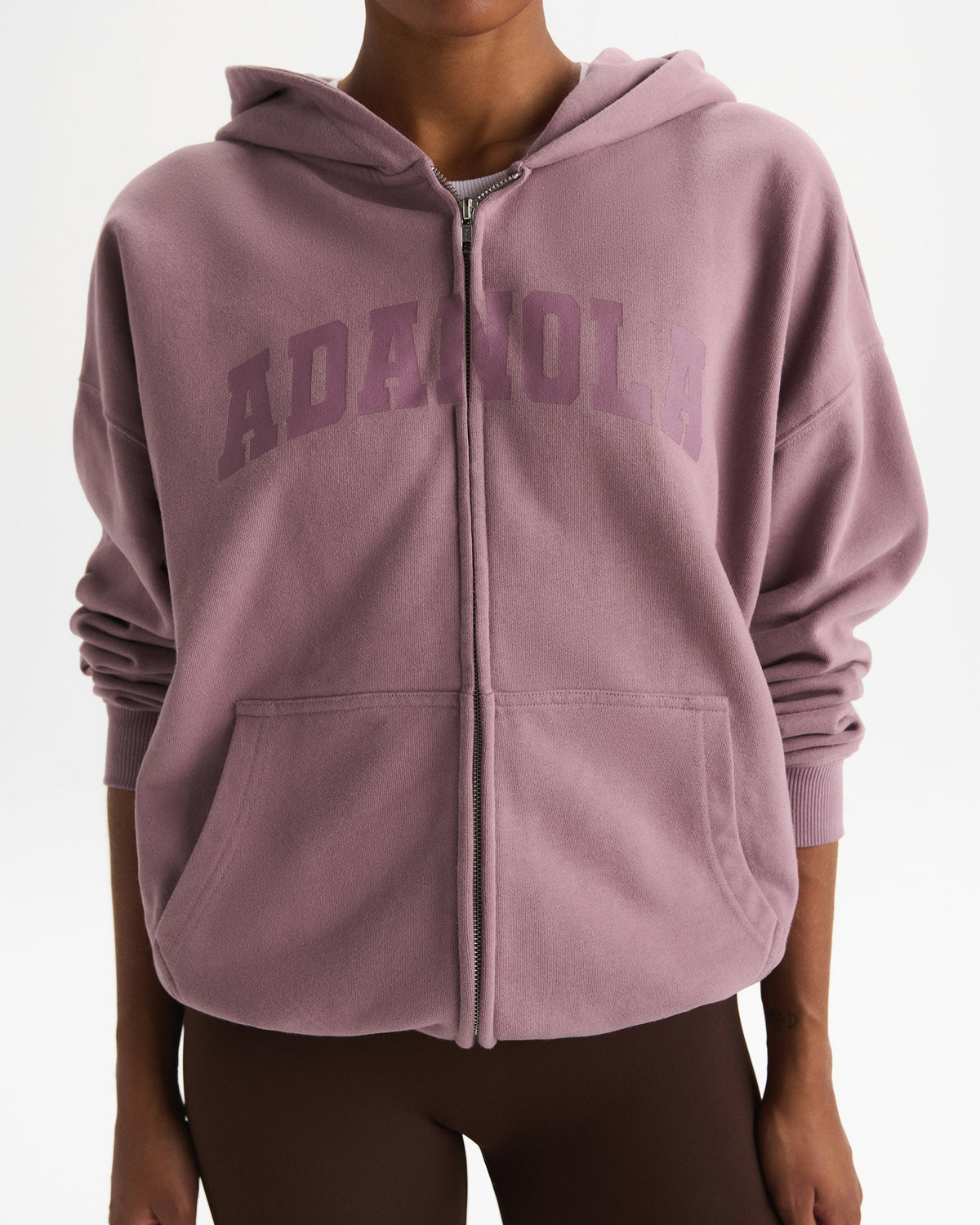 Varsity Oversized Full Zip Hoodie - Dusk Purple