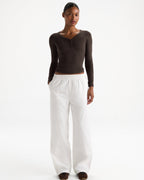 Cotton Pull on Pants - White