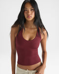 Ultimate V-Neck Racer Back Tank - Damson Red