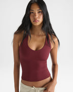 Ultimate V-Neck Racer Back Tank - Damson Red
